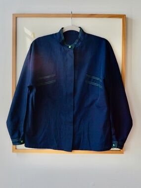 Vintage 1970s Retro Mod Handmade Lightweight Polyester Blend Button Down